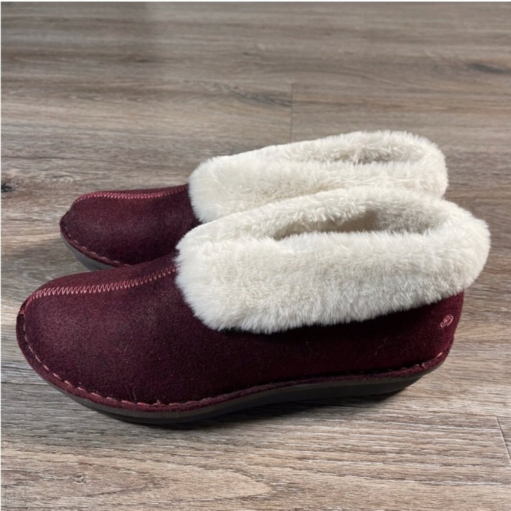Cloudstepper By Clarks Women's Slippers Step Flow Booties Faux Fur 9 Maroon